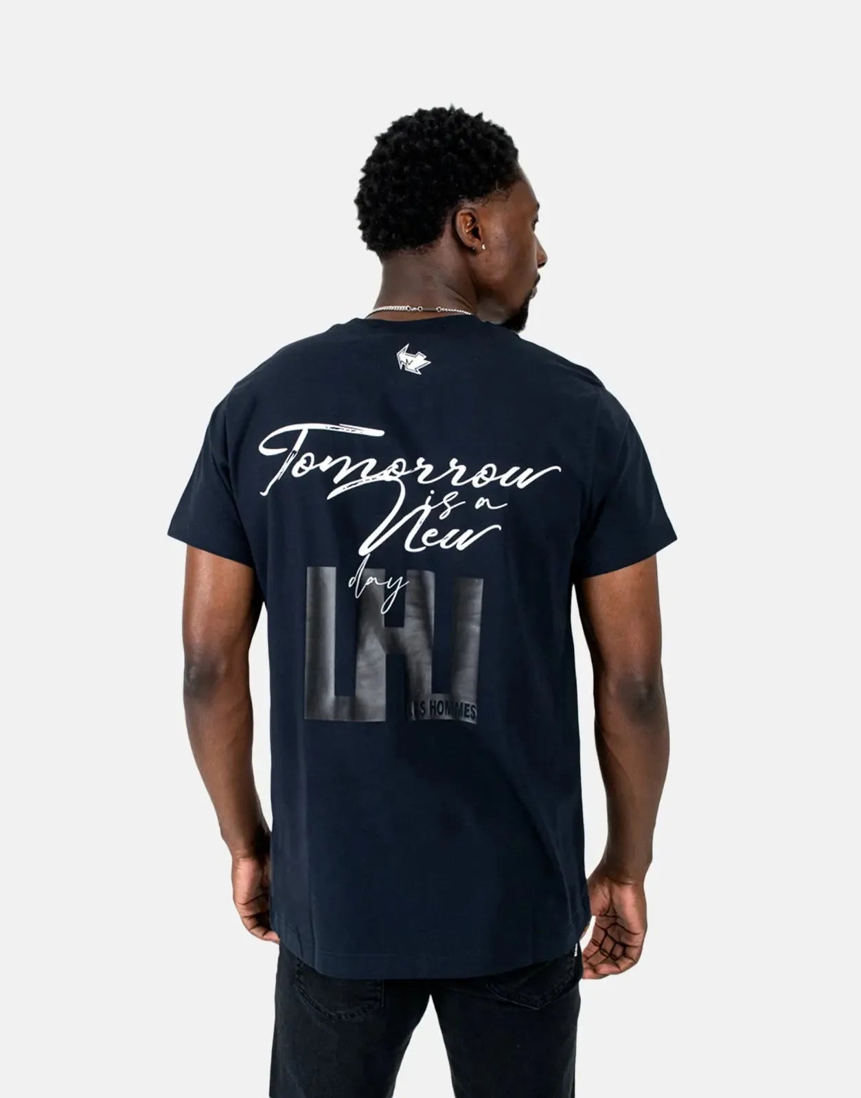 Les Hommes Box Print Navy T-Shirt Les Hommes