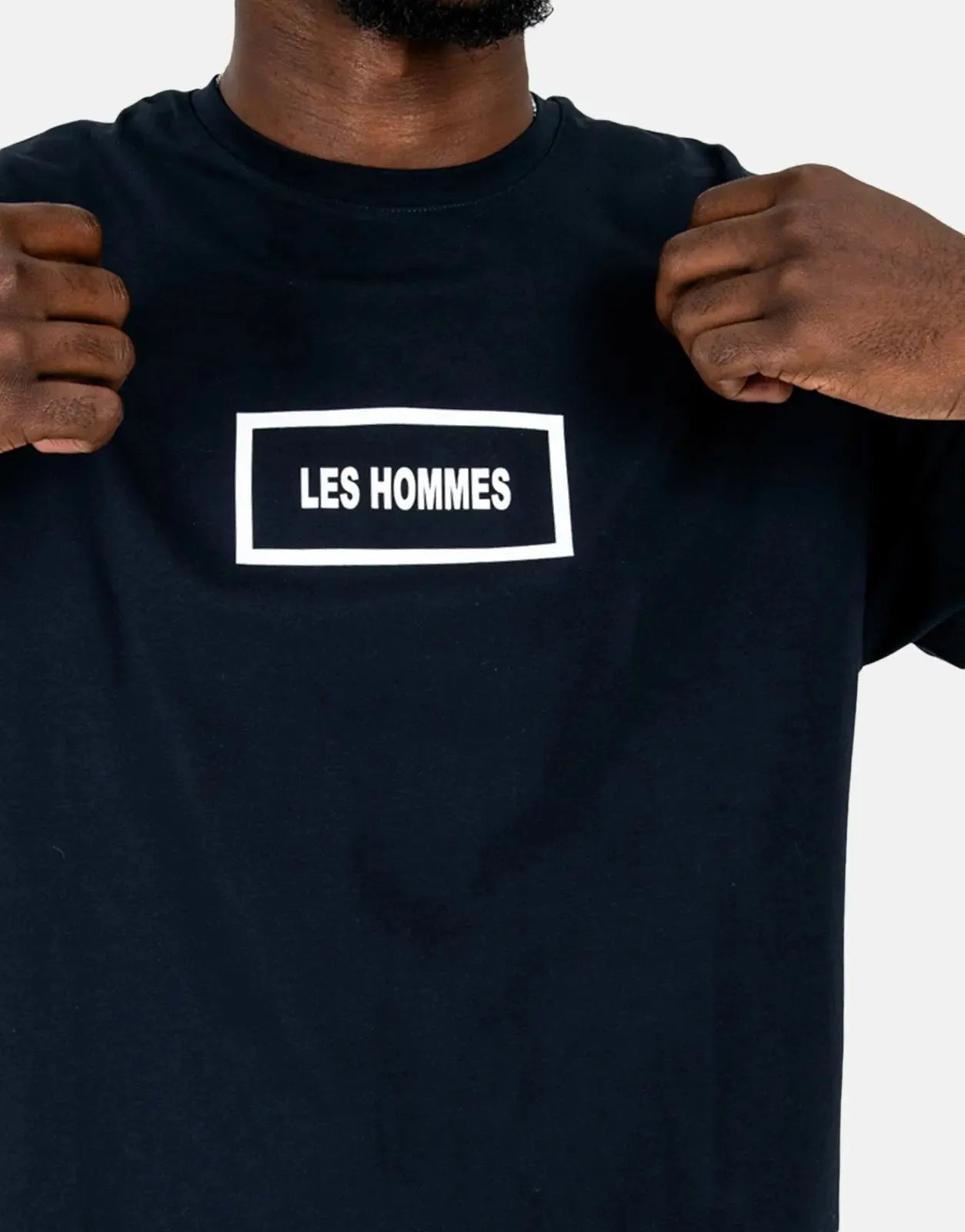 Les Hommes Box Print Navy T-Shirt Les Hommes