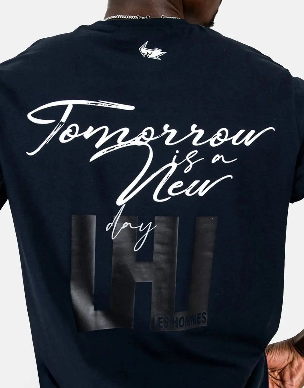Les Hommes Box Print Navy T-Shirt Les Hommes