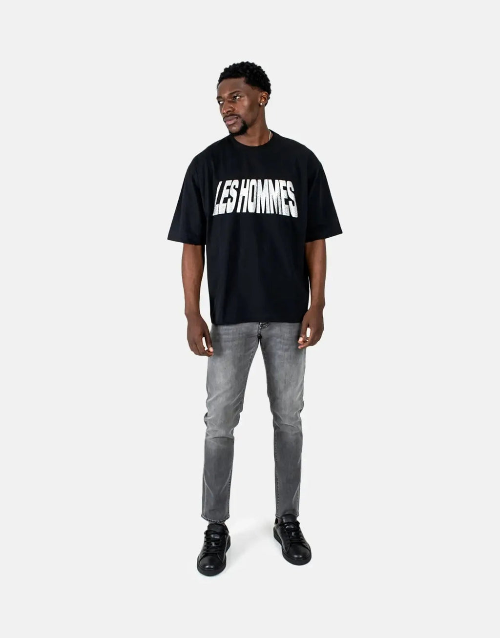 Les Hommes Glitter Print Black T-Shirt Les Hommes