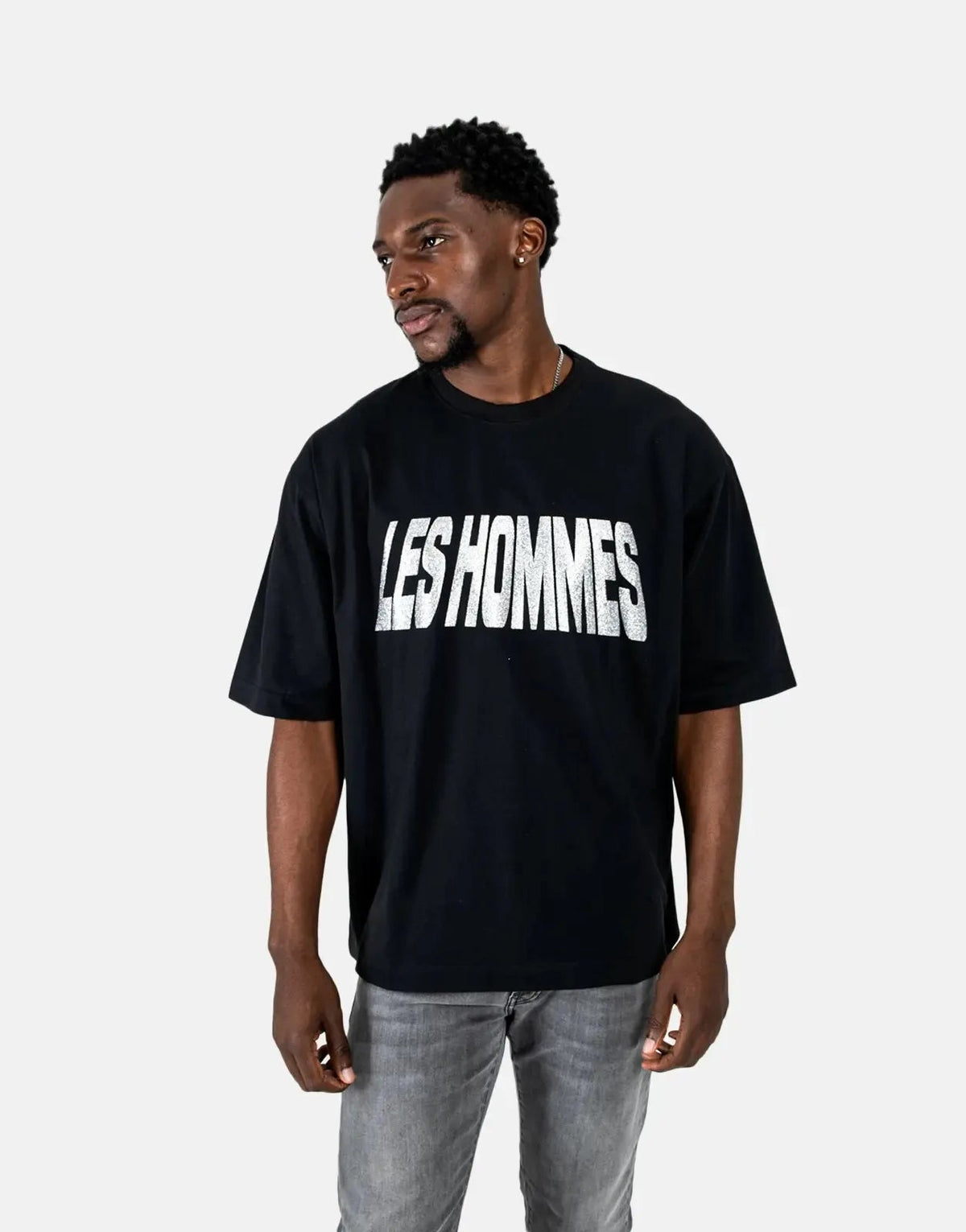 Les Hommes Glitter Print Black T-Shirt Les Hommes
