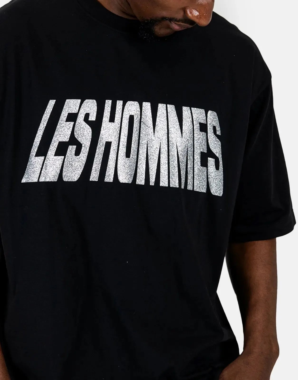 Les Hommes Glitter Print Black T-Shirt Les Hommes