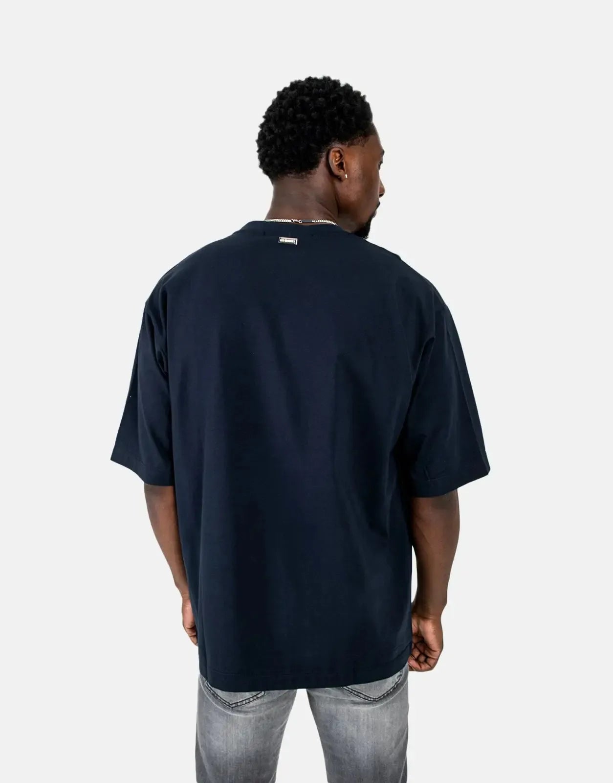 Les Hommes Glitter Print Navy T-Shirt Les Hommes