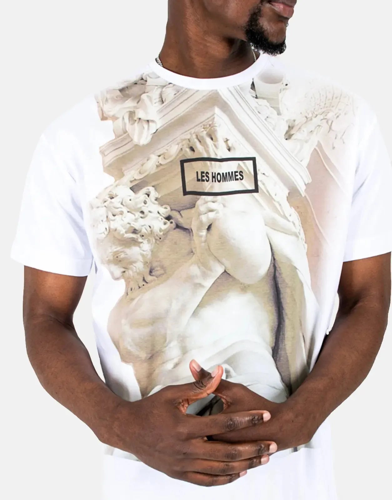 Les Hommes Graphic Print White T-Shirt Les Hommes