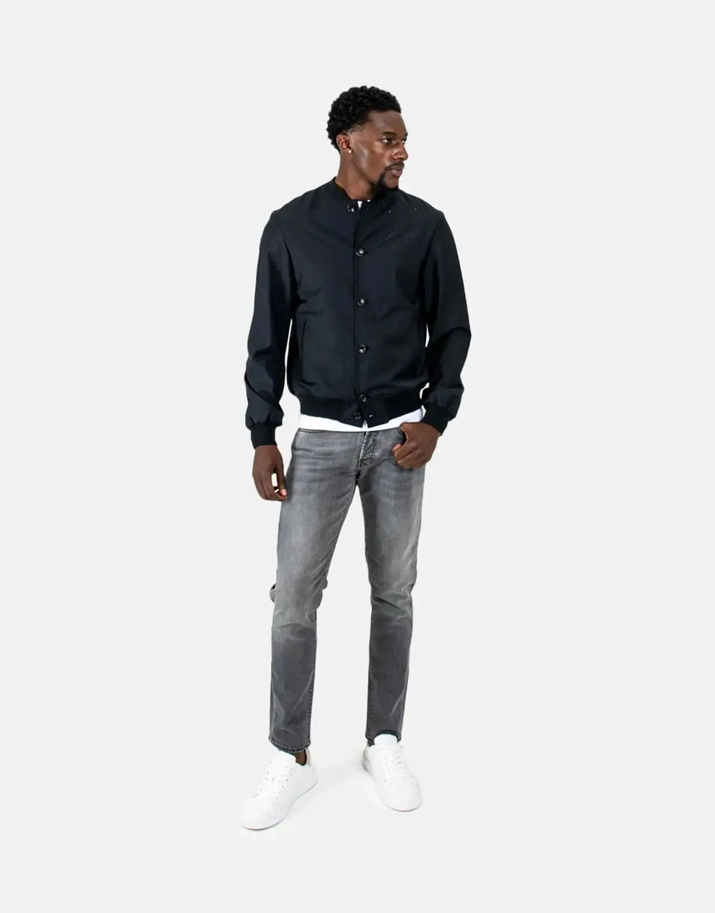 Les Hommes Lightweight Black Bomber Jacket Les Hommes