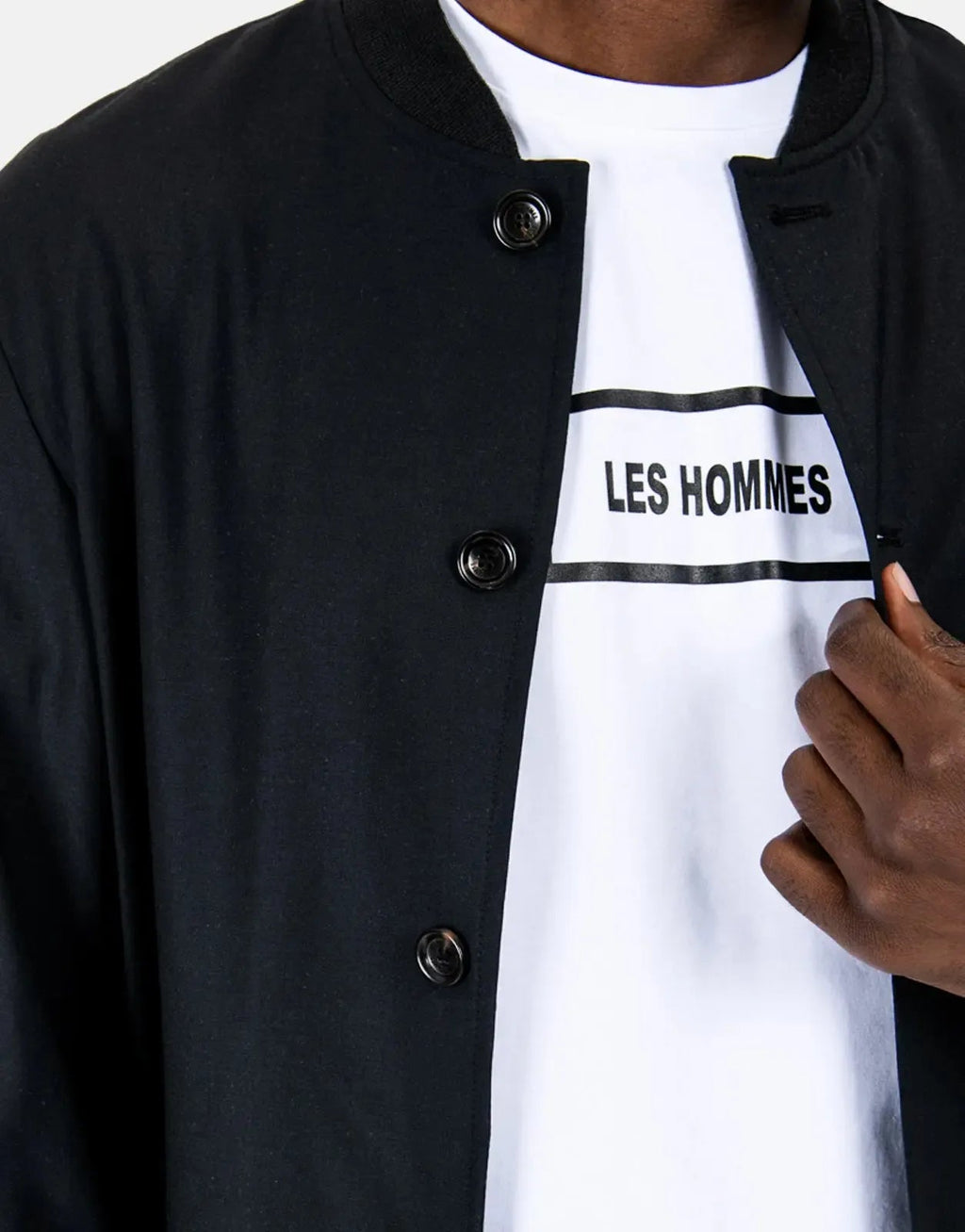 Les Hommes Lightweight Black Bomber Jacket Les Hommes