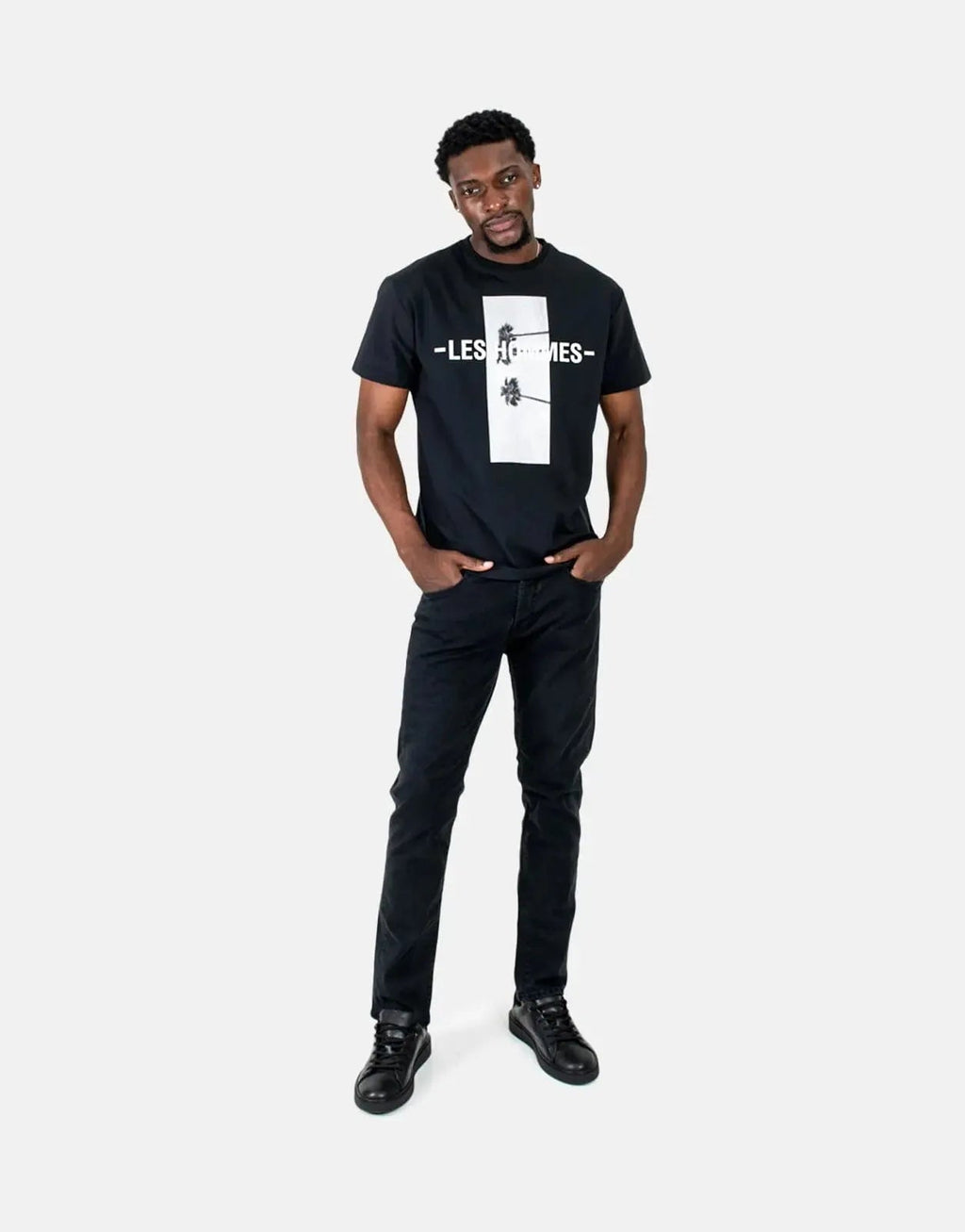 Les Hommes Palm Tree Black T-Shirt Les Hommes