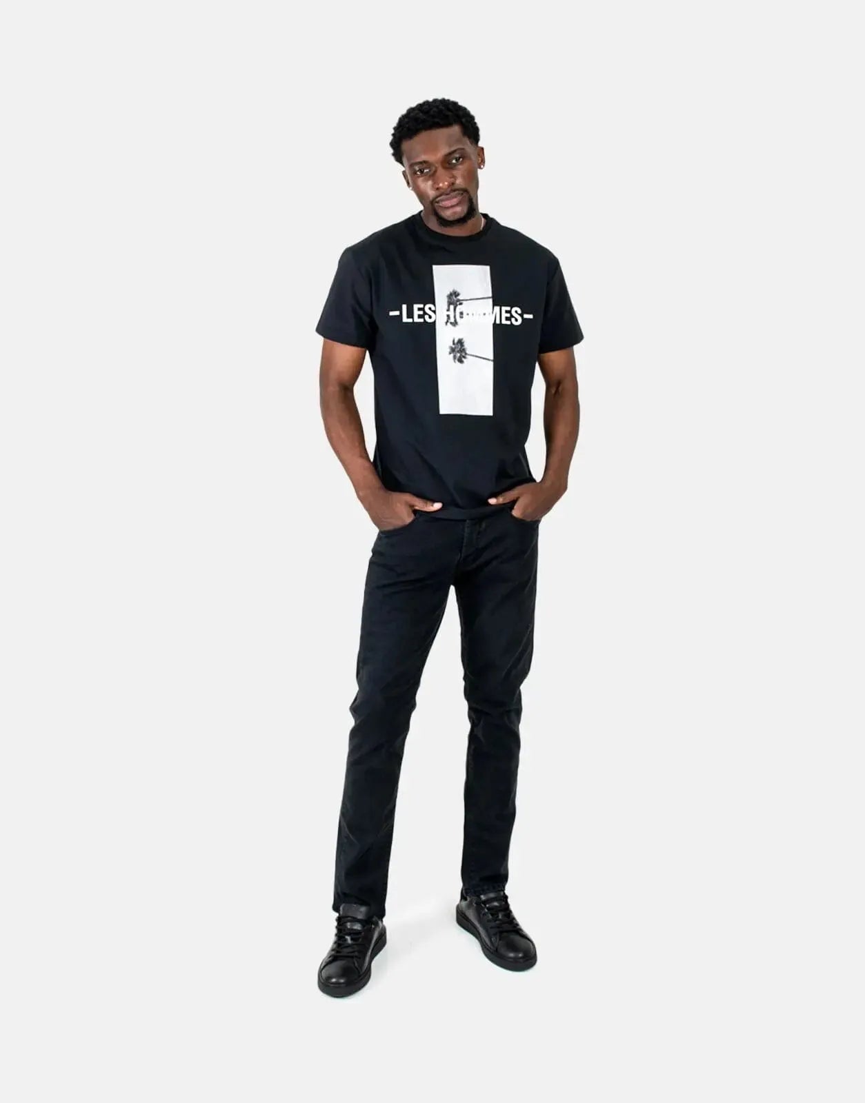 Les Hommes Palm Tree Black T-Shirt Les Hommes