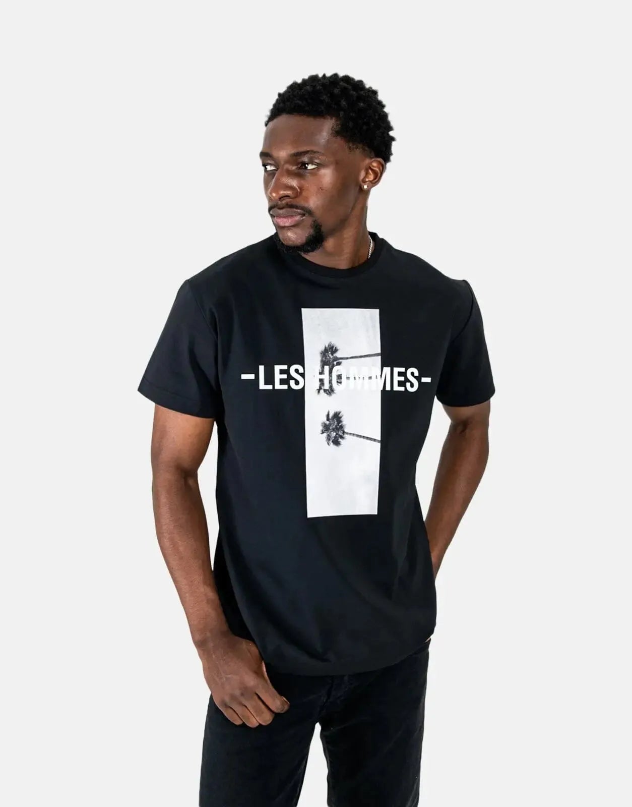 Les Hommes Palm Tree Black T-Shirt Les Hommes
