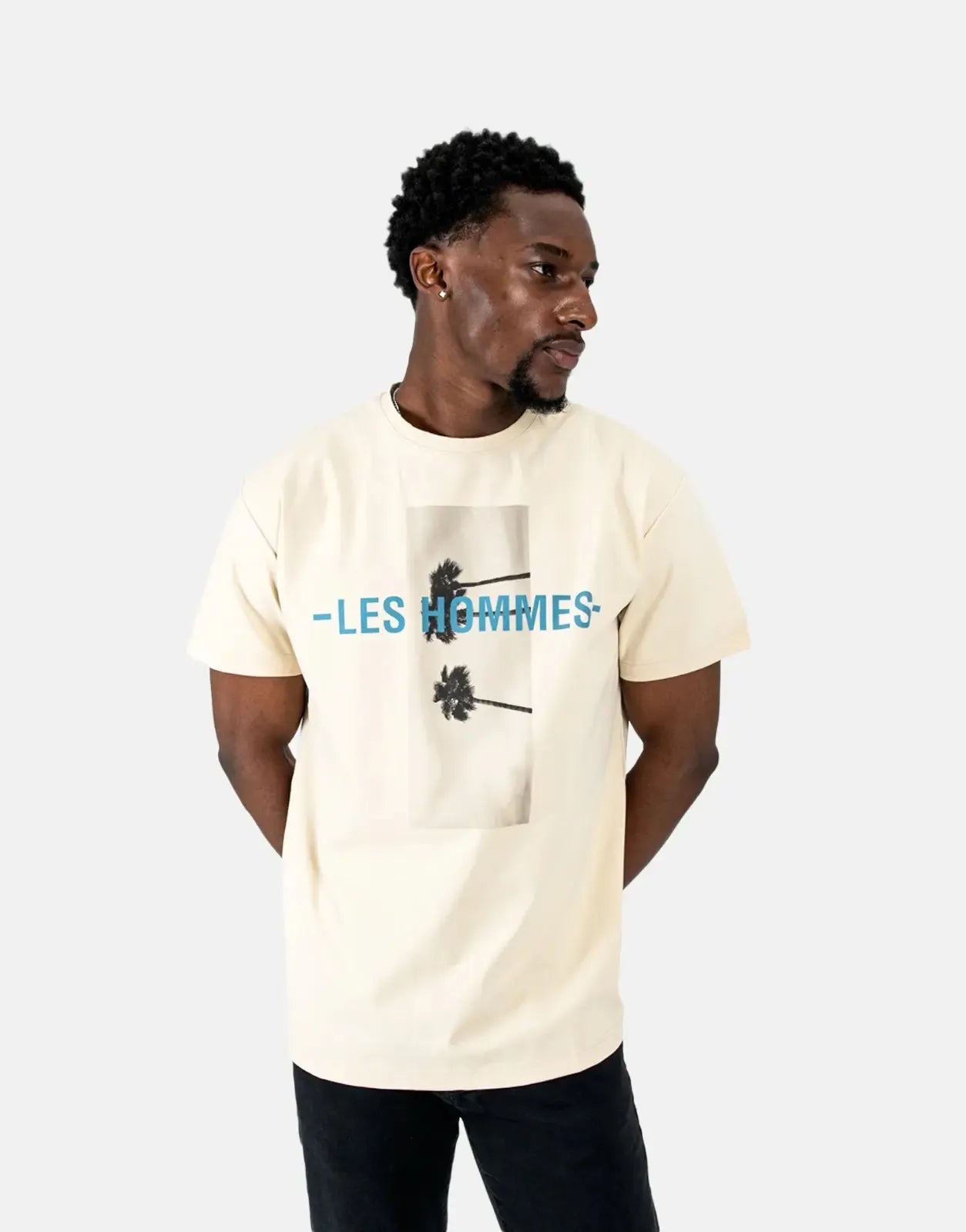 Les Hommes Palm Tree Stone T-Shirt Les Hommes