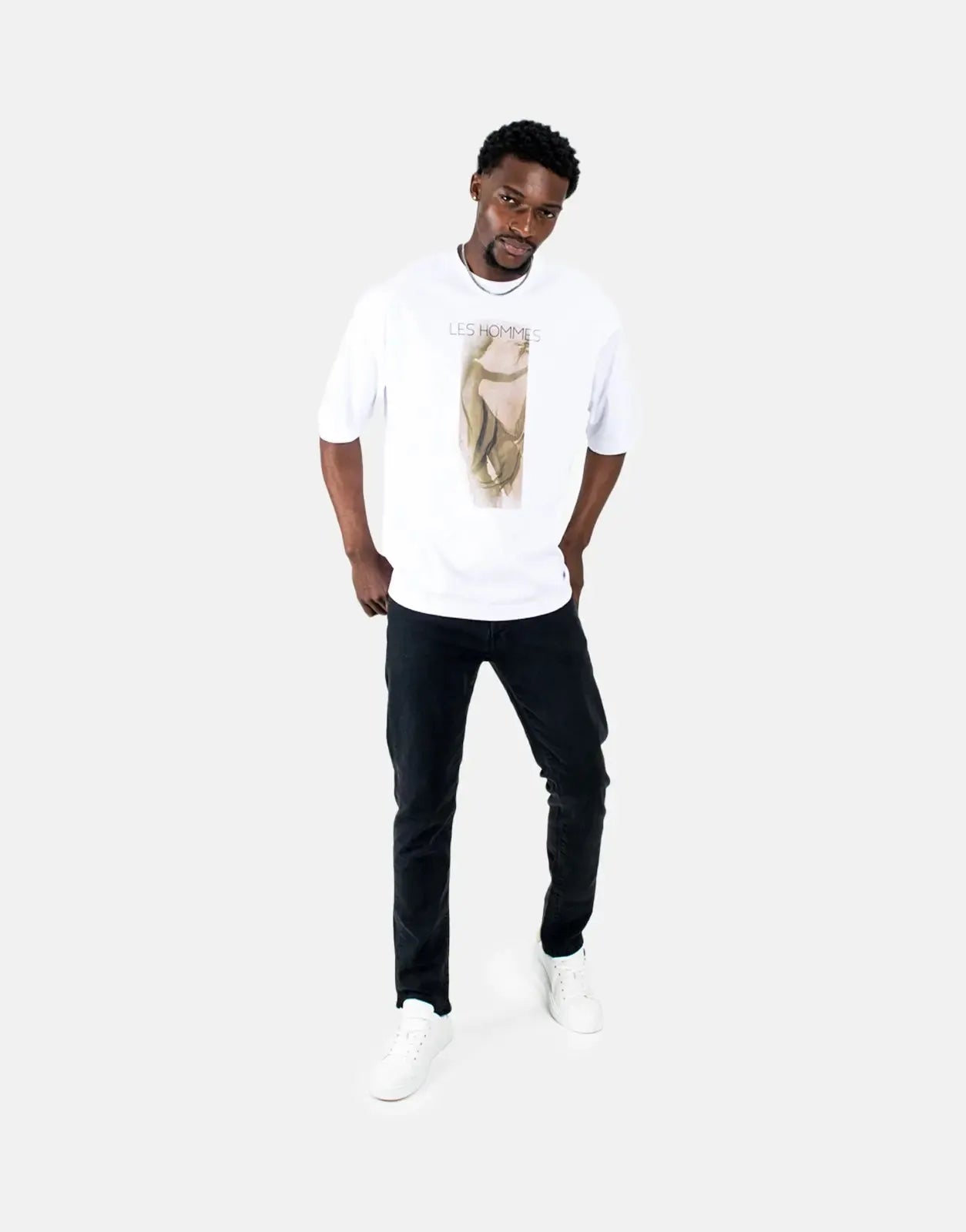 Les Hommes Shadow Graphic White T-Shirt Les Hommes