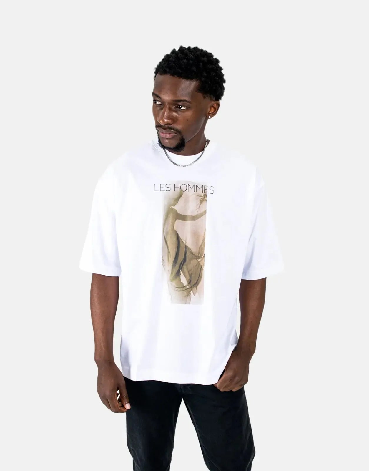 Les Hommes Shadow Graphic White T-Shirt Les Hommes