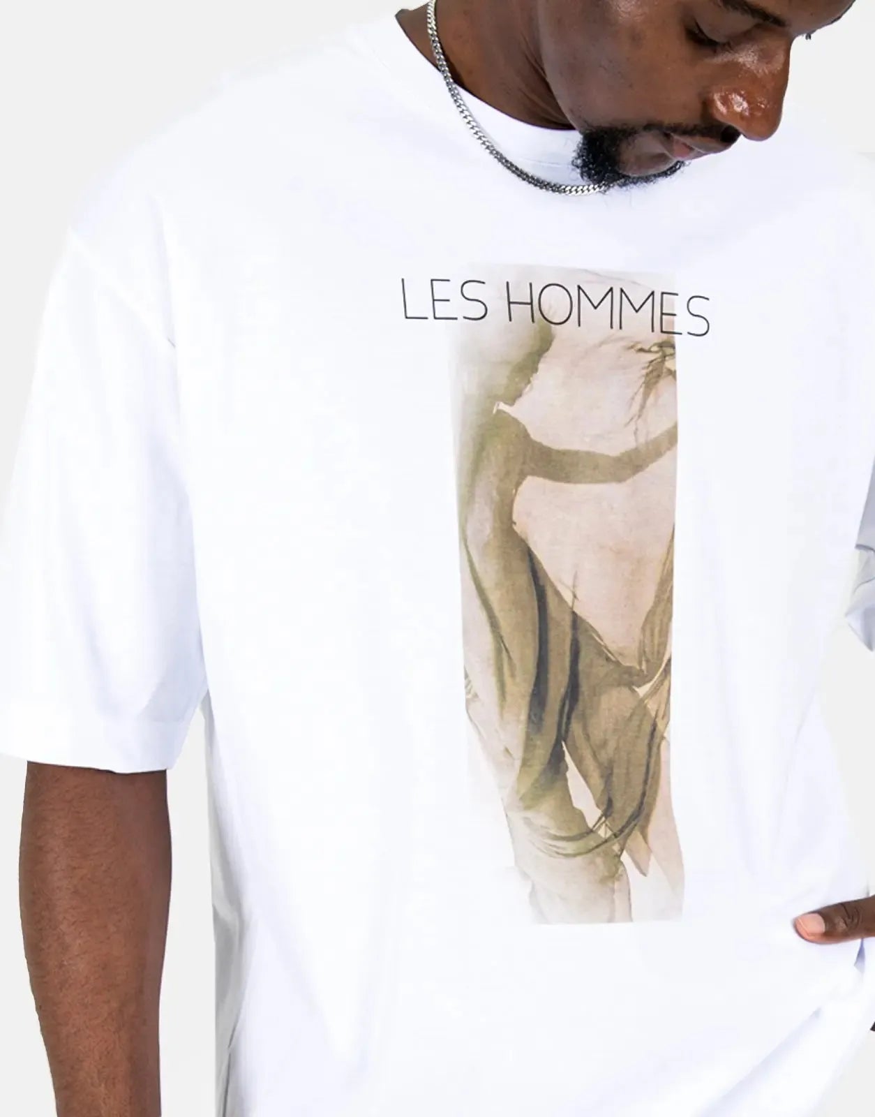 Les Hommes Shadow Graphic White T-Shirt Les Hommes