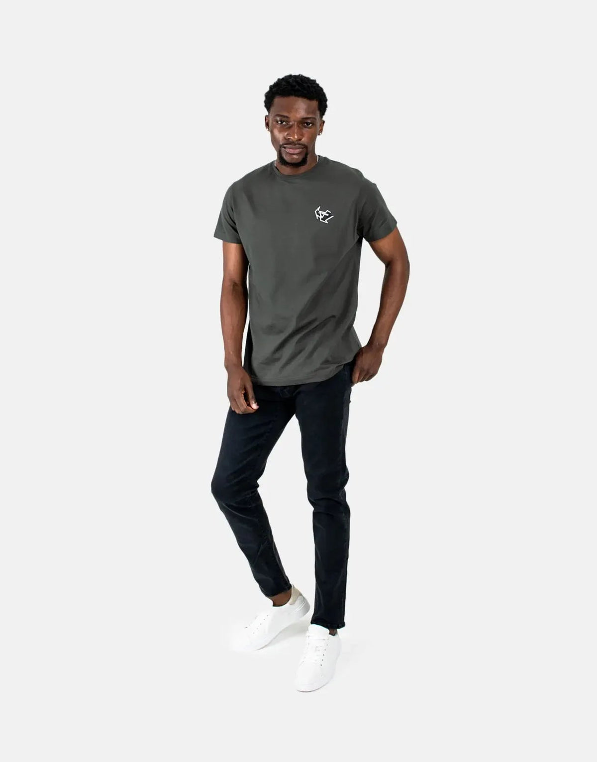 Les Hommes Arrow Back Print Mil Green T-Shirt Les Hommes