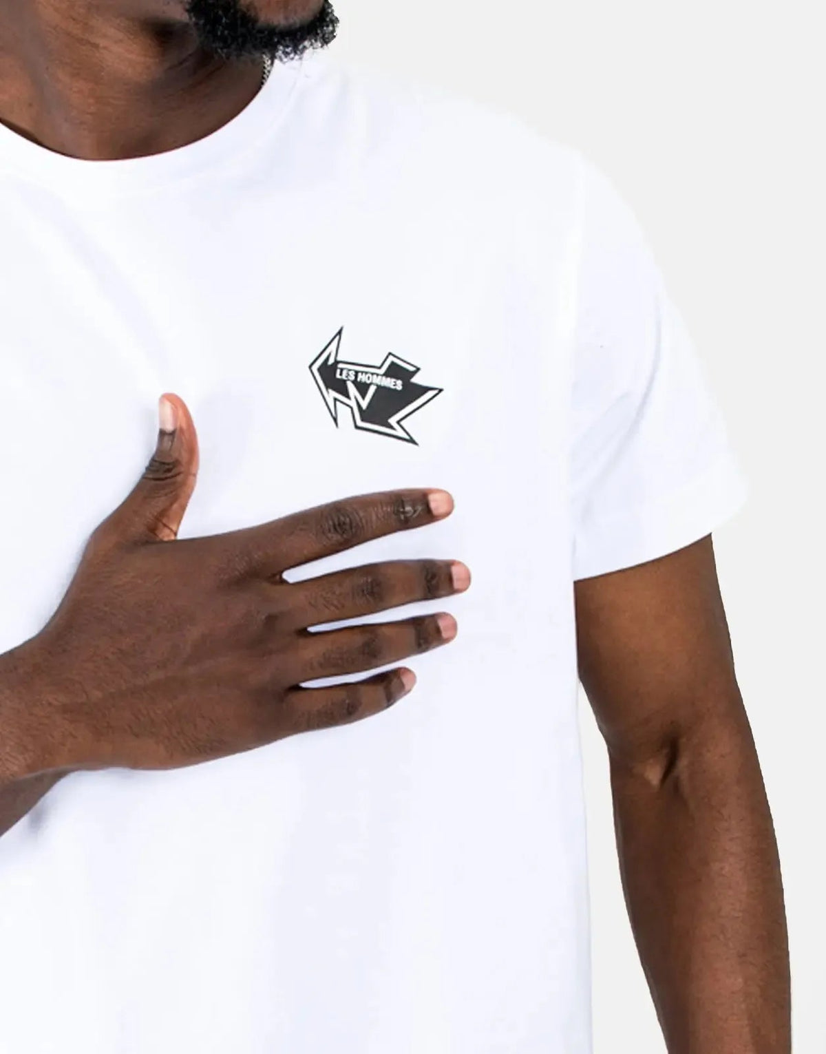 Les Hommes Arrow Back Print White T-Shirt Les Hommes