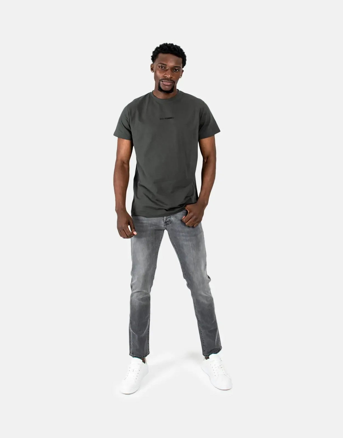 Les Hommes Centre Print Mil Green T-Shirt Les Hommes