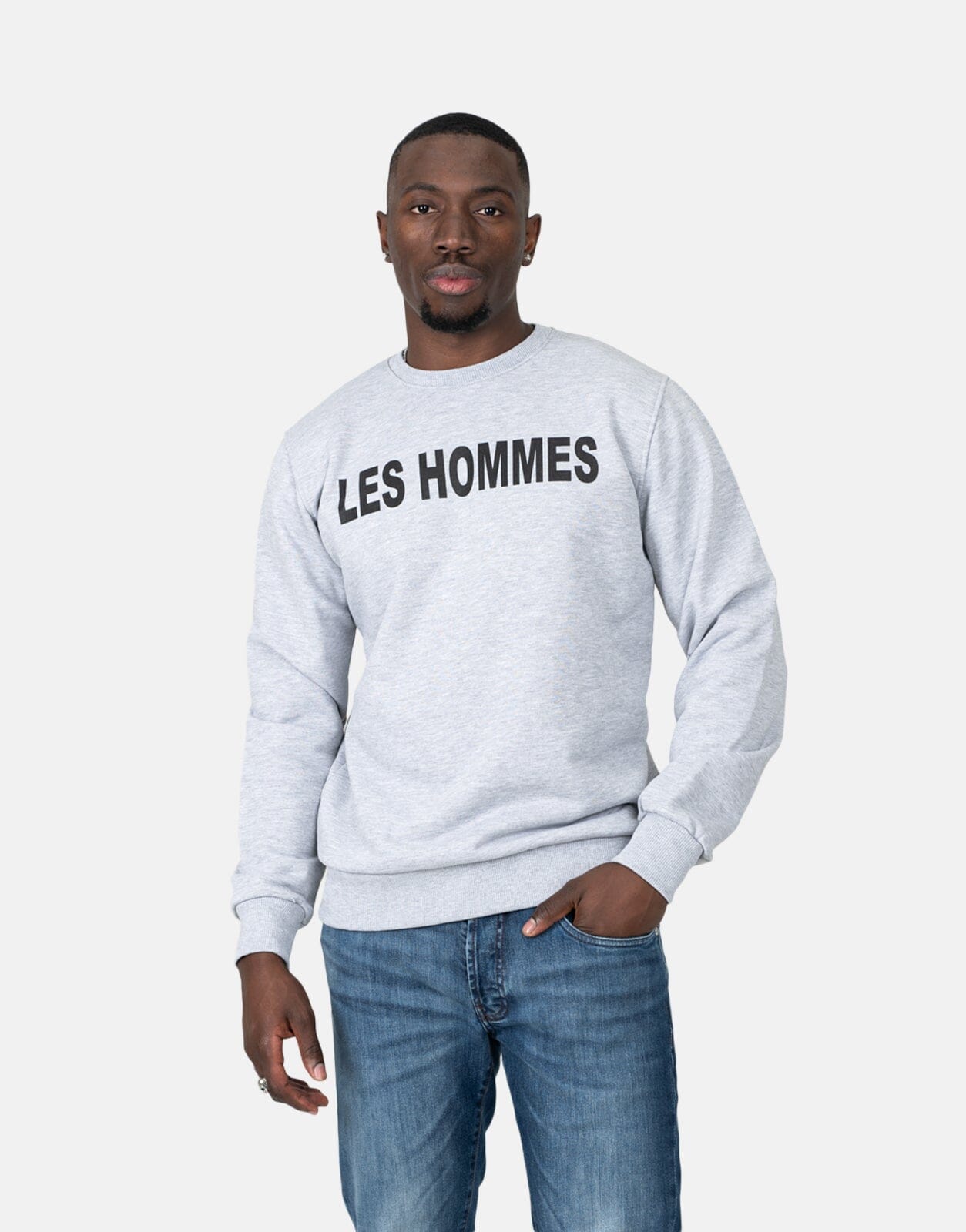 Les Hommes Chest Font Grey Sweatshirt - Les Hommes