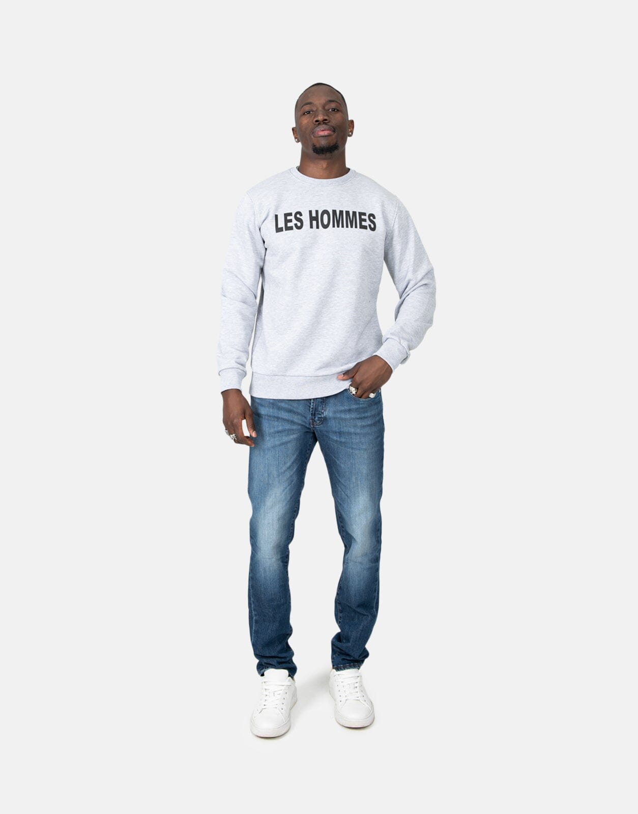 Les Hommes Chest Font Grey Sweatshirt - Les Hommes