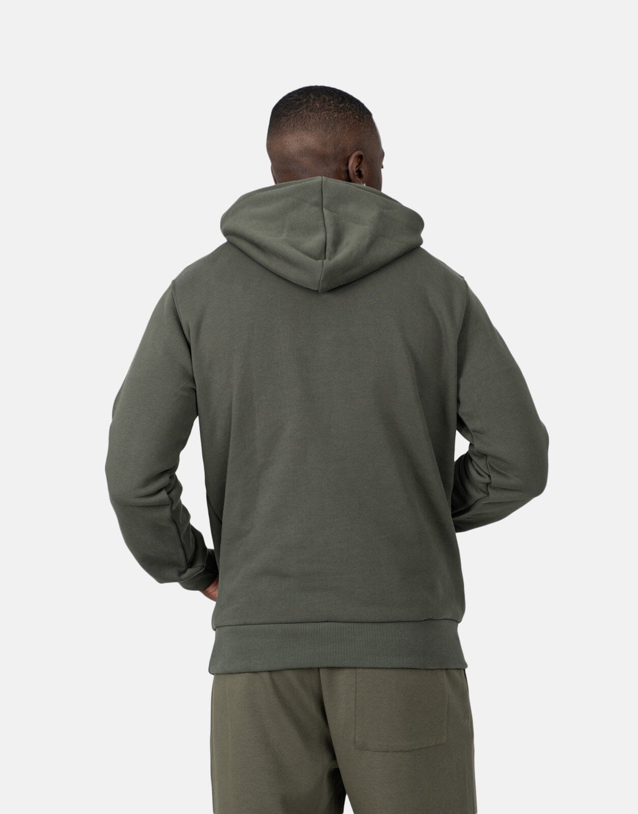 Les Hommes Chest Font Military Green Hoodie - Les Hommes