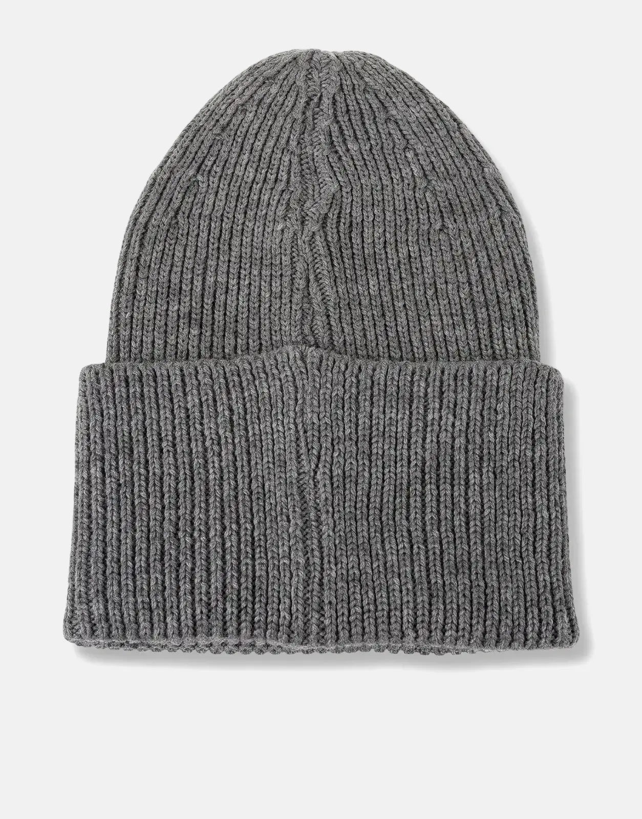 grey rib knit beanie with folded cuff by les hommes
