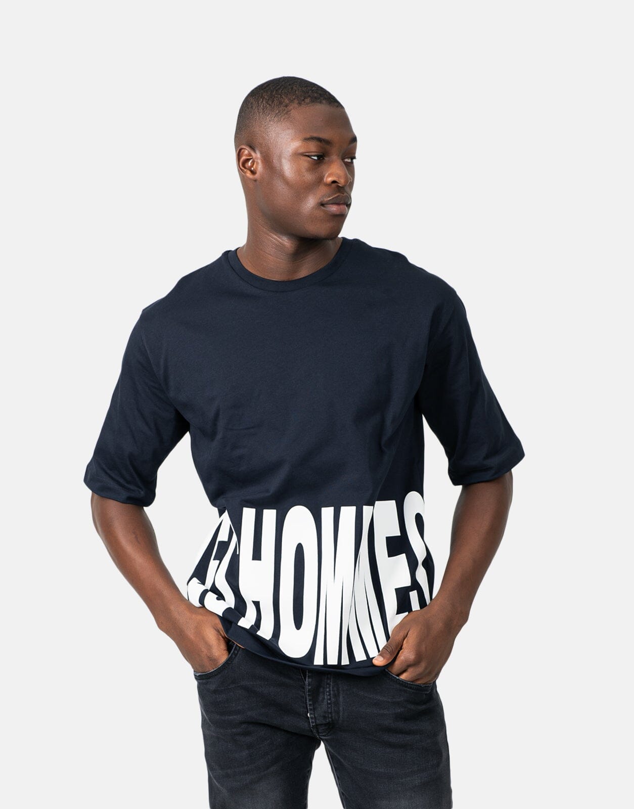Les Hommes Marco Logo Blue T-Shirt - Les Hommes
