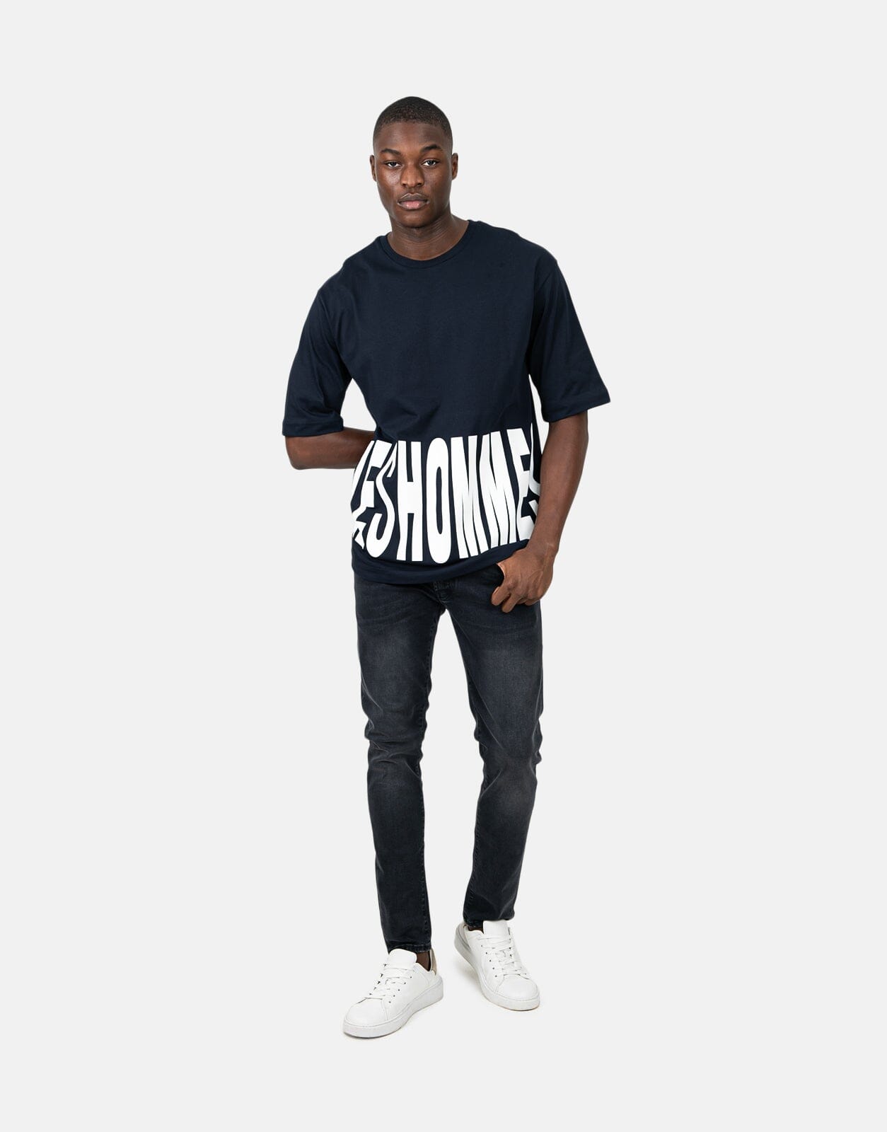 Les Hommes Marco Logo Blue T-Shirt - Les Hommes