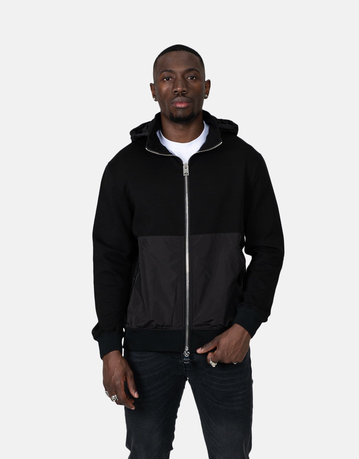 Les Hommes Nylon Black Sweatshirt - Les Hommes