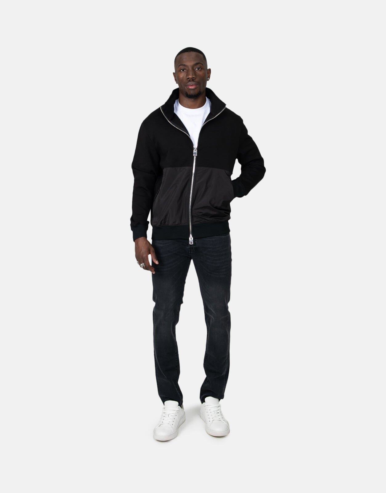 Les Hommes Nylon Black Sweatshirt - Les Hommes