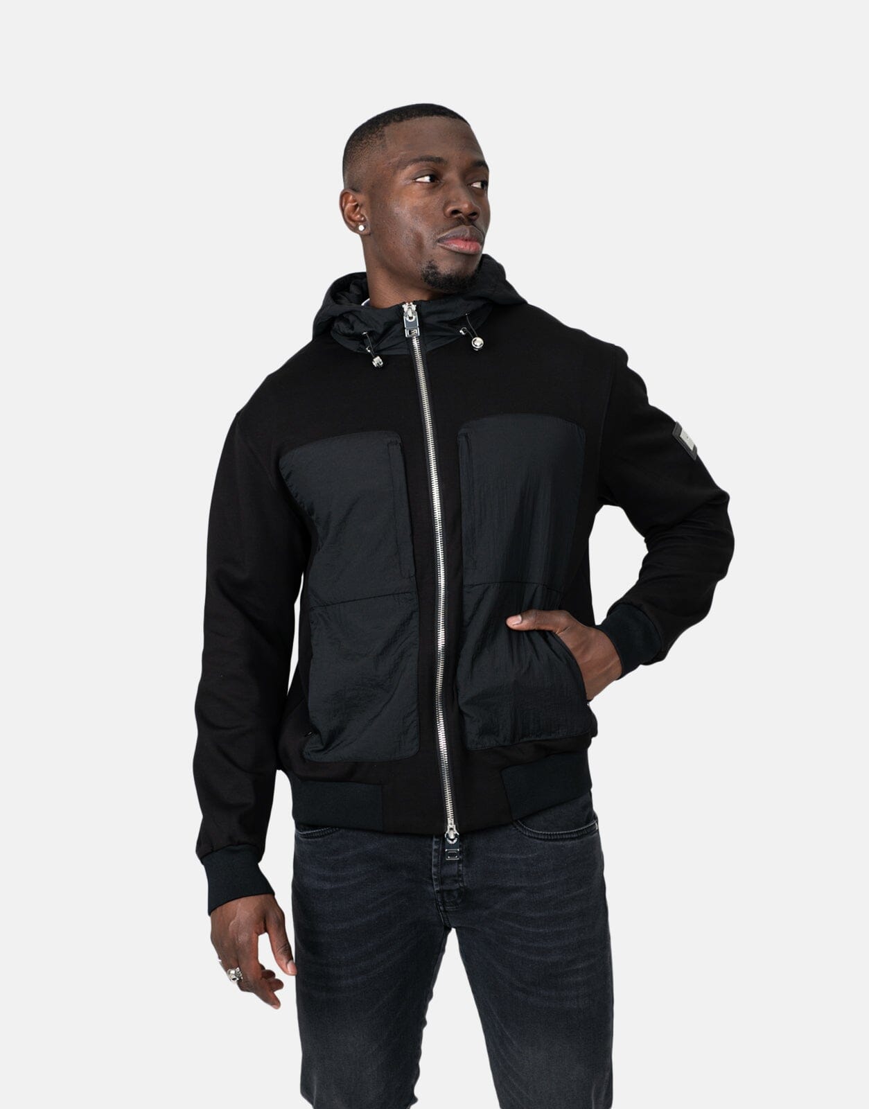 Les Hommes Nylon Crickle Black Jacket - Les Hommes