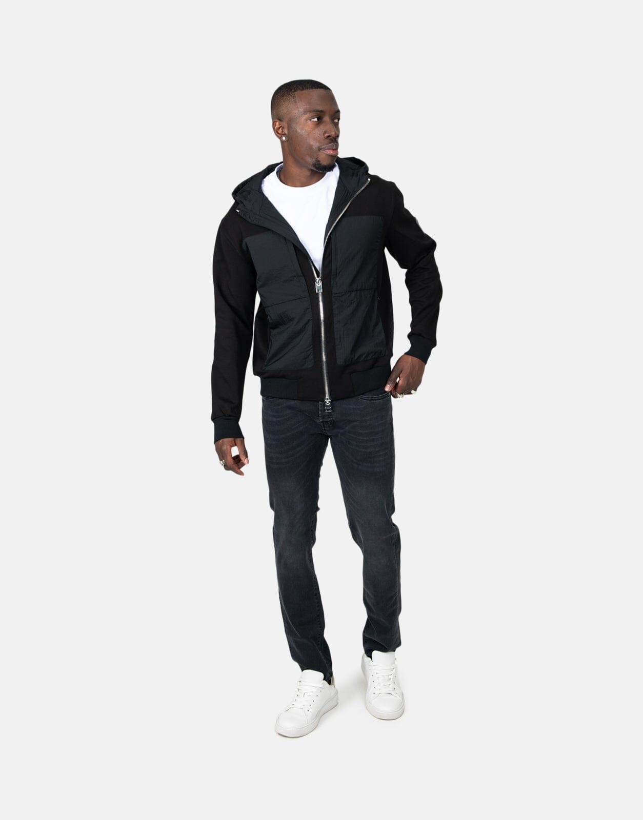 Les Hommes Nylon Crickle Black Jacket - Les Hommes