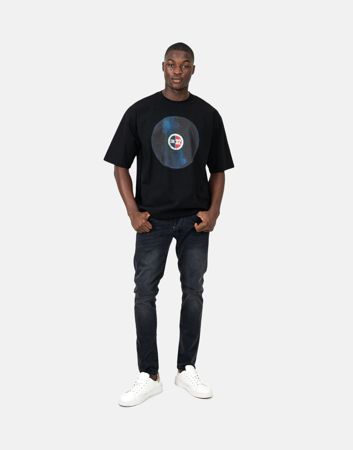 Les Hommes Over Vinyl Black T-Shirt - Les Hommes