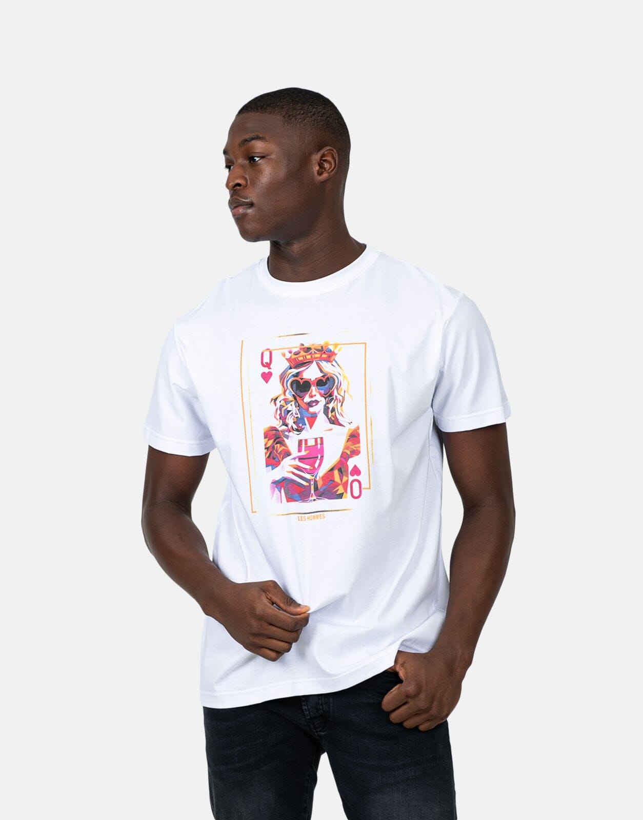 Les Hommes Queen Of Hearts White T-Shirt - Les Hommes