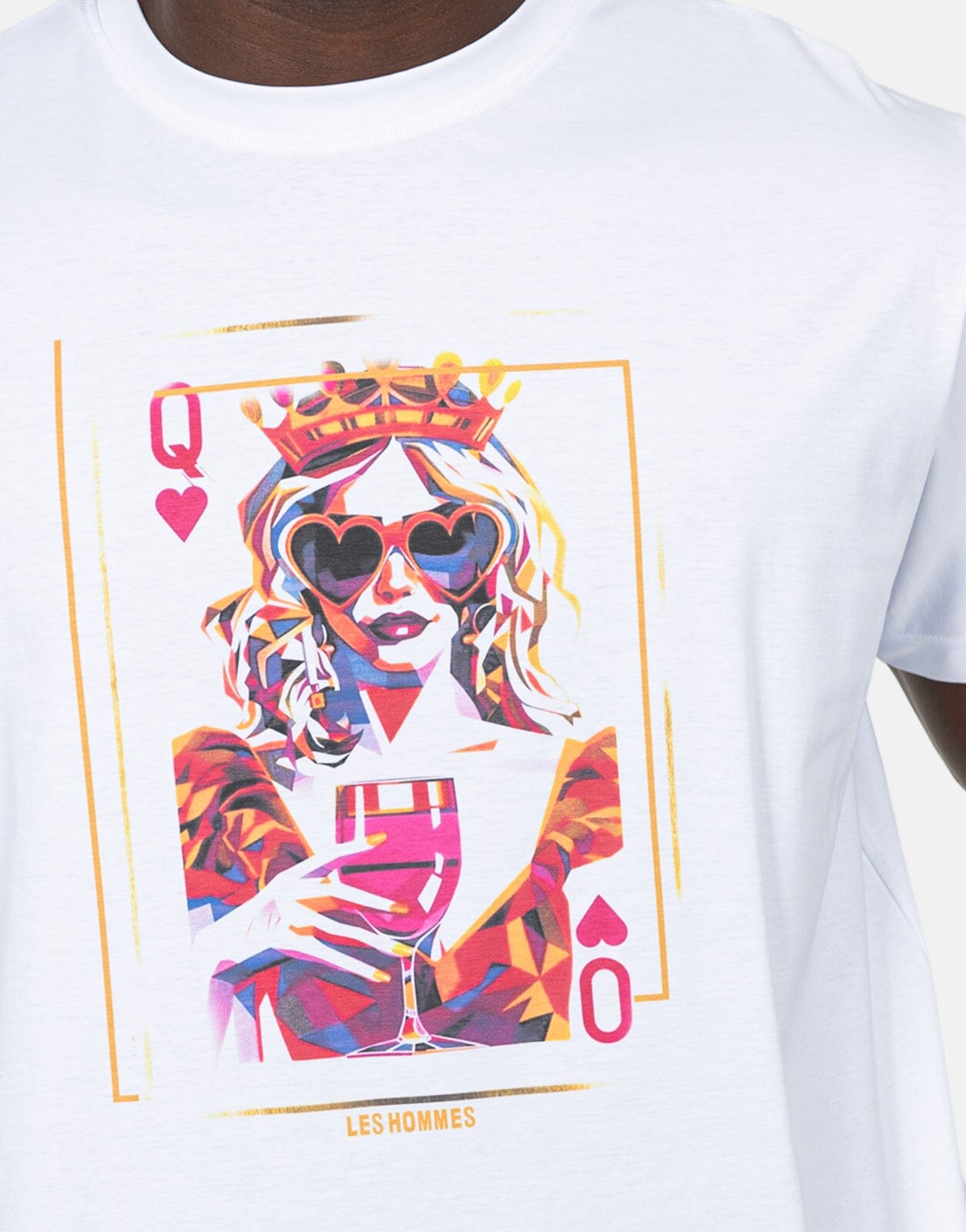 Les Hommes Queen Of Hearts White T-Shirt - Les Hommes