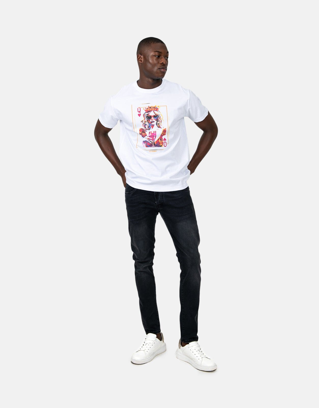 Les Hommes Queen Of Hearts White T-Shirt - Les Hommes