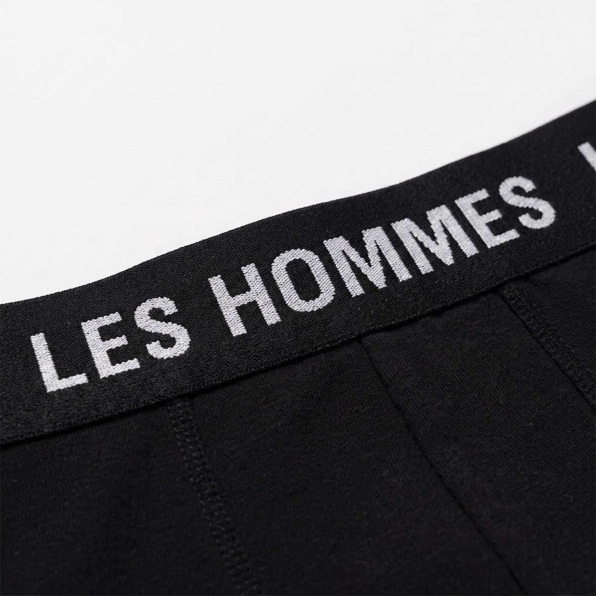 Les Hommes Trunks 2 Pack in black underwear featuring a soft elastic waistband and durable knit fabric.