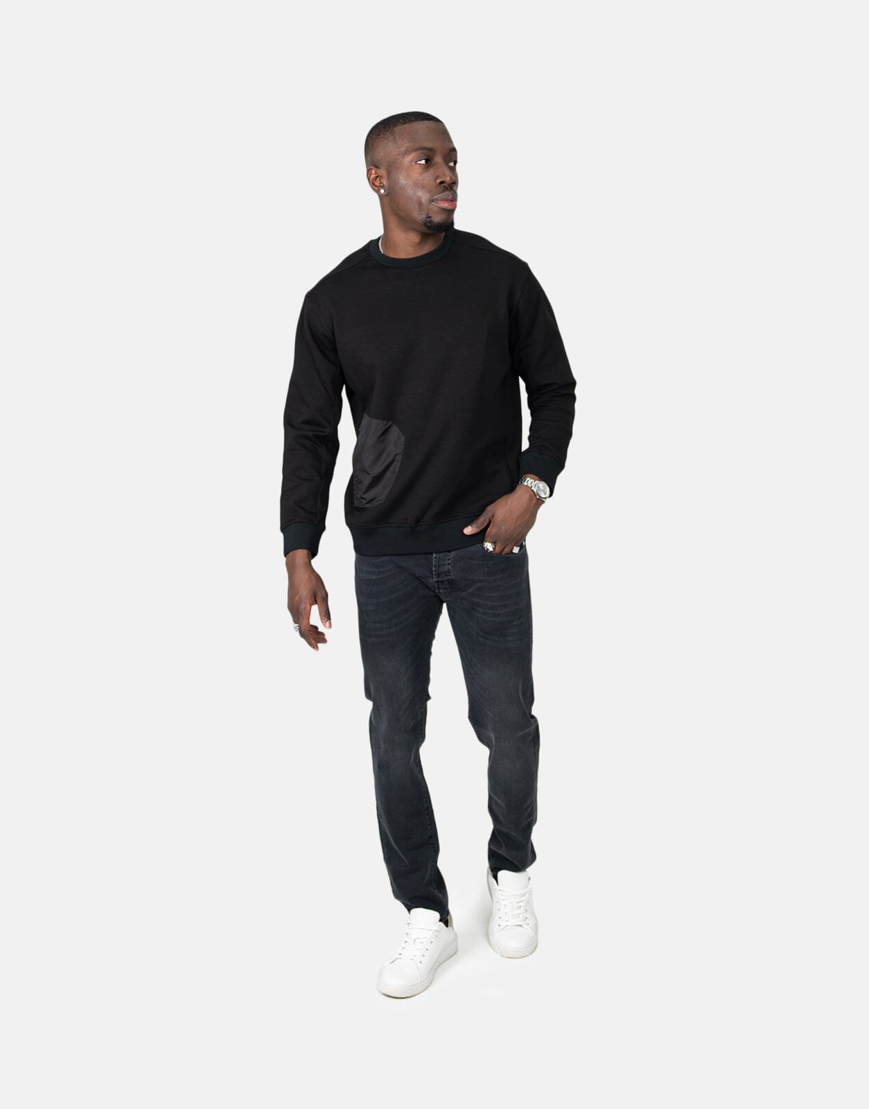 Les Hommes Zip Pocket Black Sweatshirt - Les Hommes