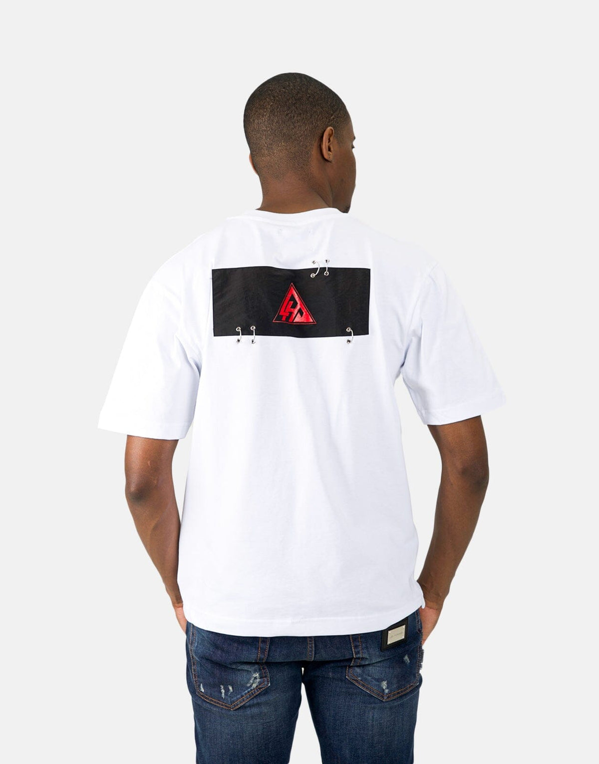Les Hommes Black Label Back Insert White T-Shirt - Les Hommes