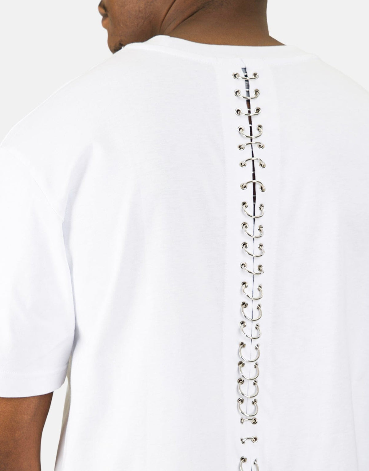 Les Hommes Black Label Back Pierce White T-Shirt - Les Hommes
