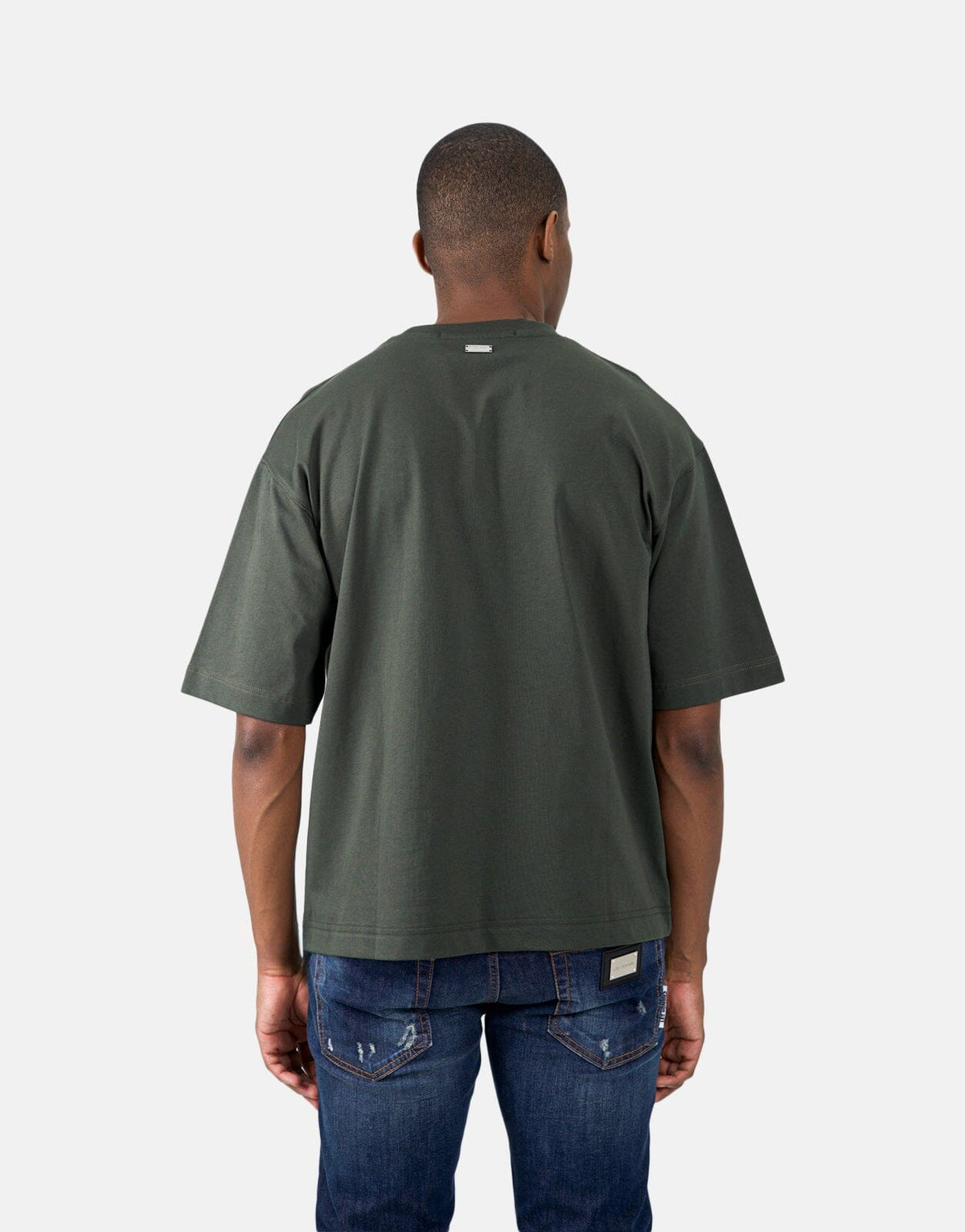 Les Hommes Bottom Print Mil Green T-Shirt - Les Hommes