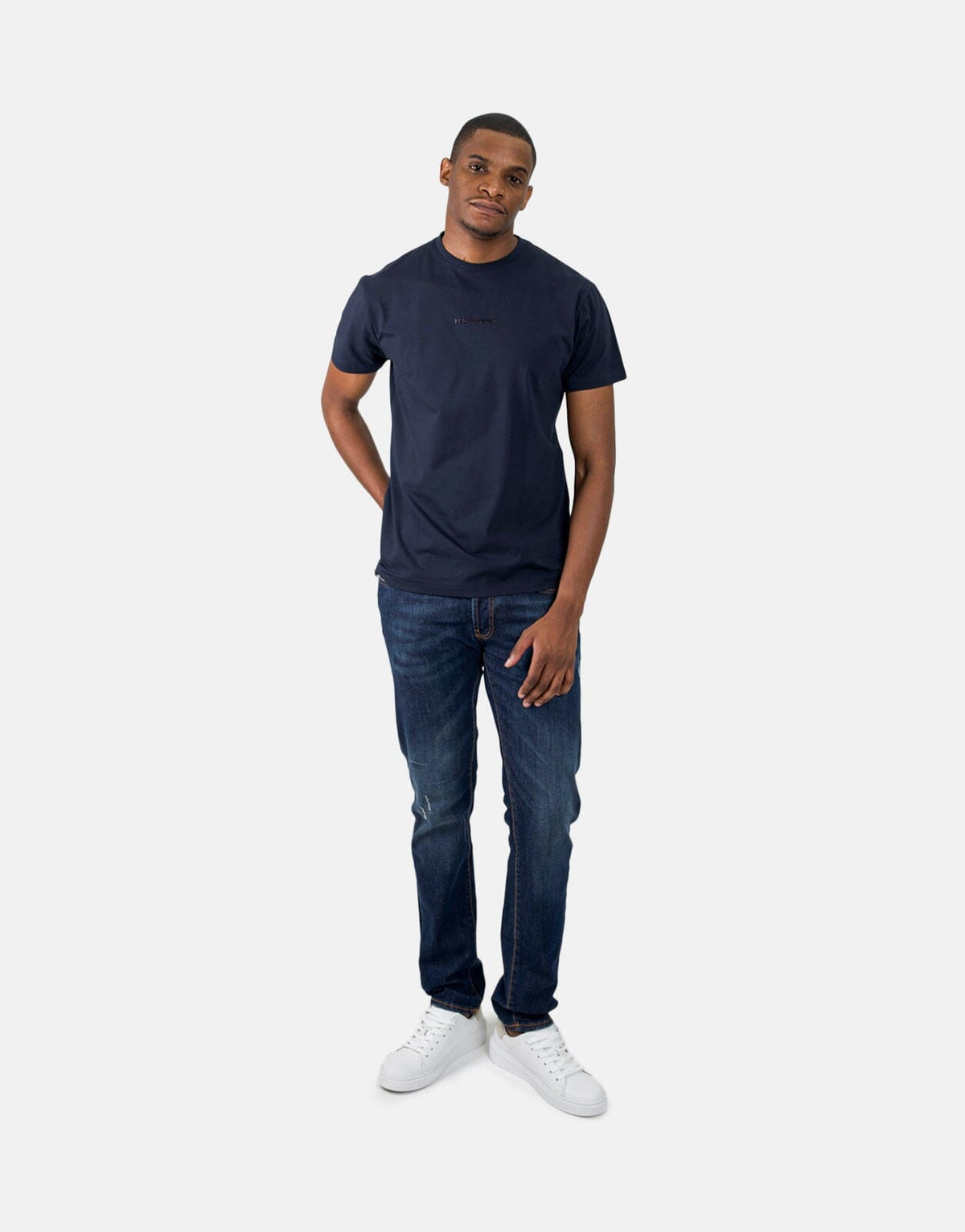 Les Hommes Centre Print Navy T-Shirt - Les Hommes