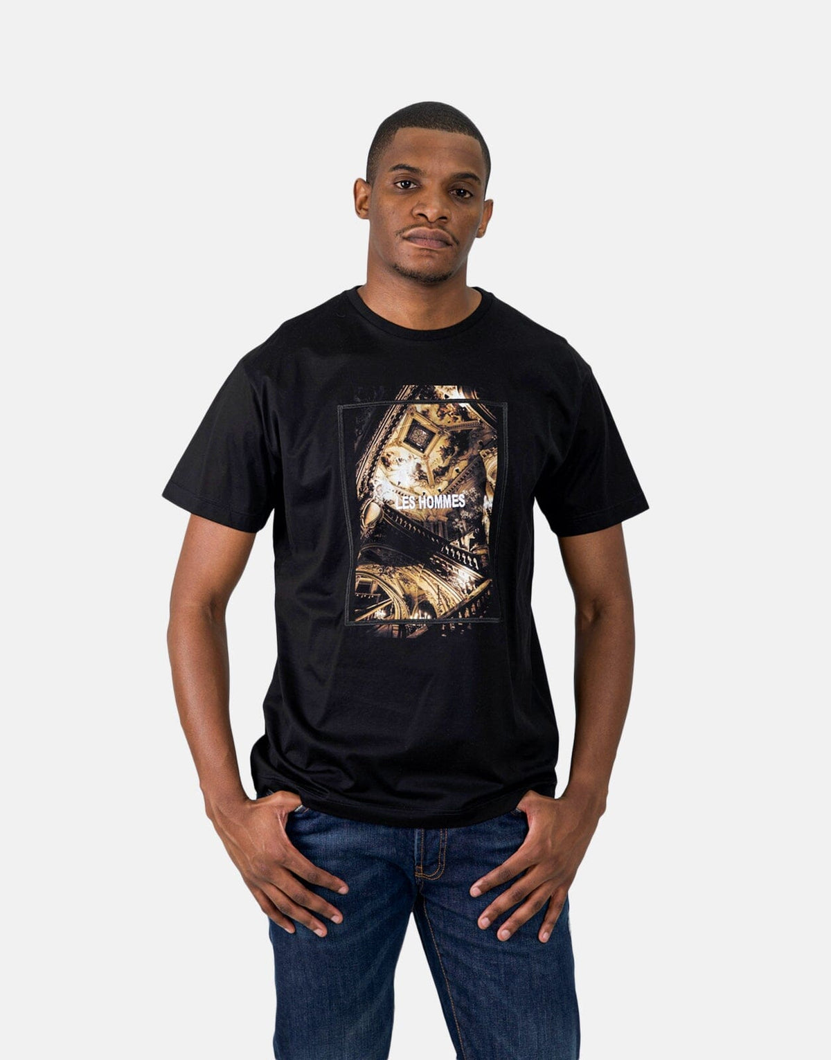 Les Hommes Digital Print Black T-Shirt - Les Hommes