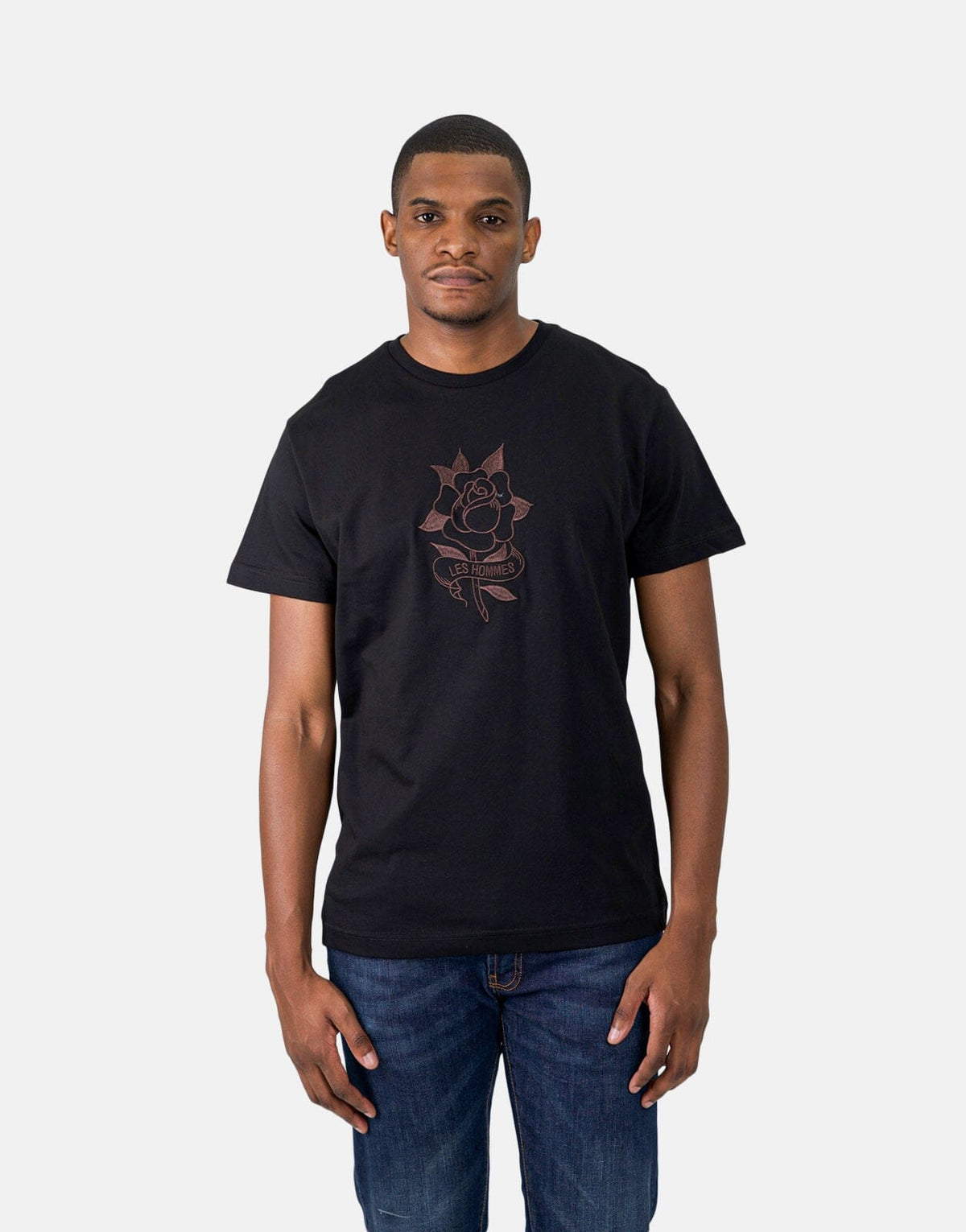 Les Hommes Embroidery Black T-Shirt - Les Hommes