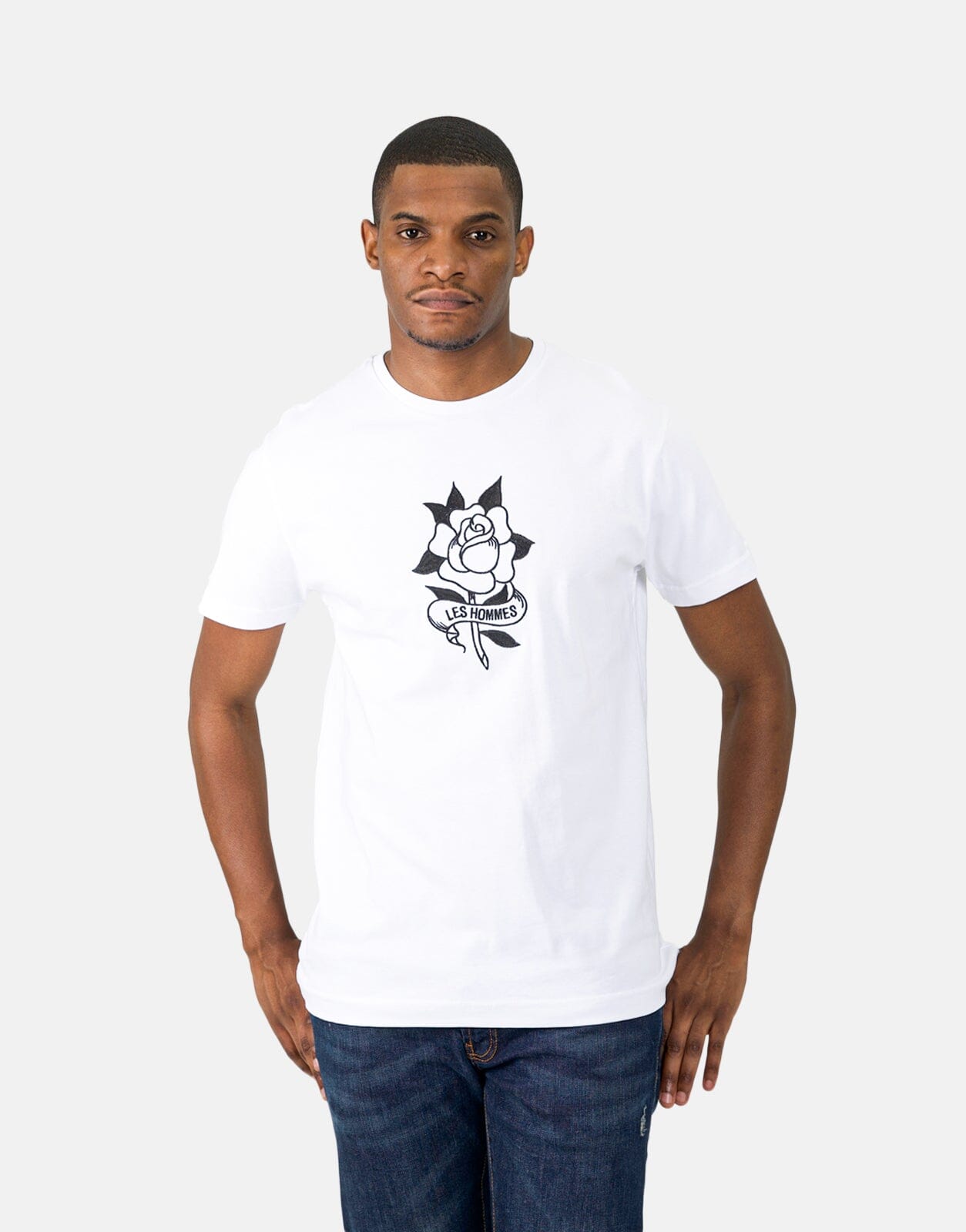 Les Hommes Embroidery White T-Shirt - Les Hommes