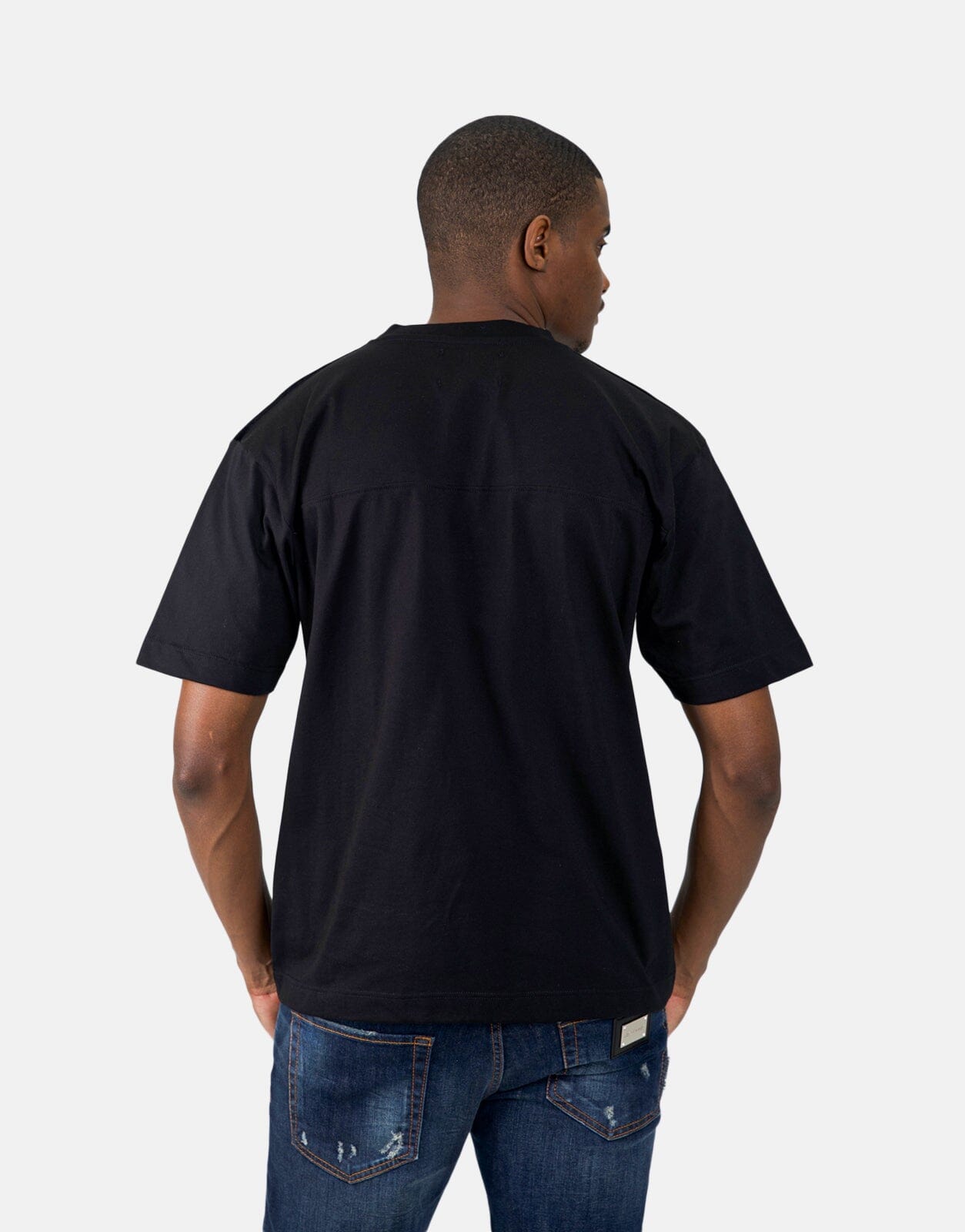 Les Hommes Black Label Eyelet Black T-Shirt - Les Hommes