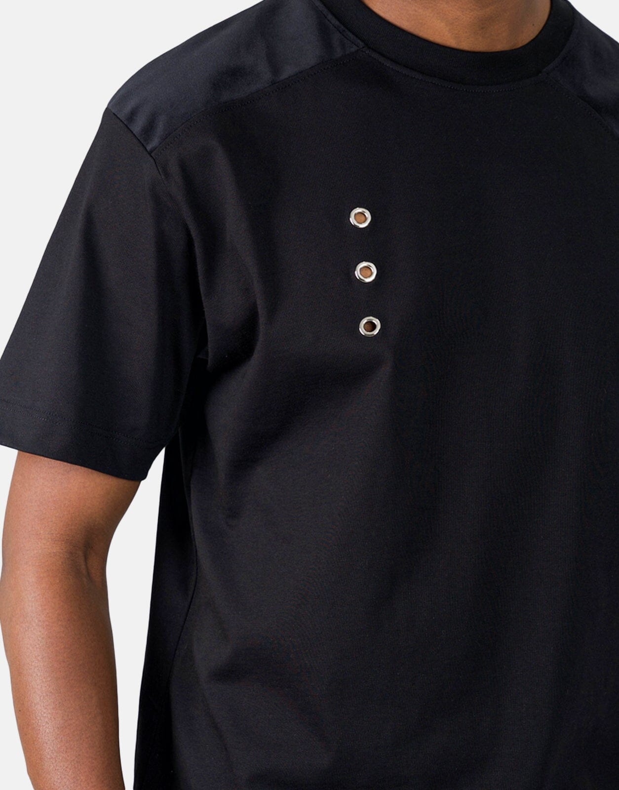 Les Hommes Black Label Eyelet Black T-Shirt - Les Hommes