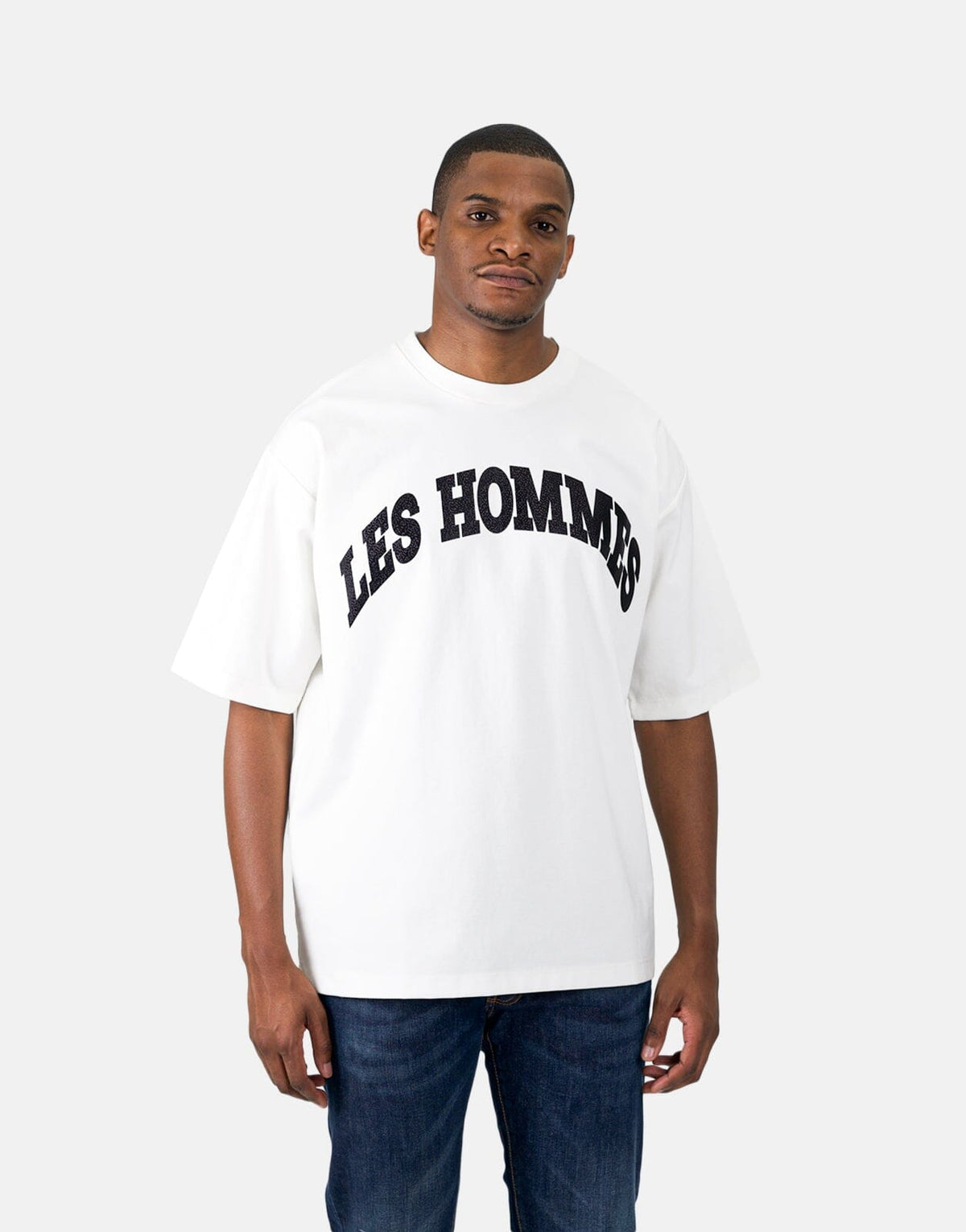 Les Hommes Glitter Logo White T-Shirt - Les Hommes