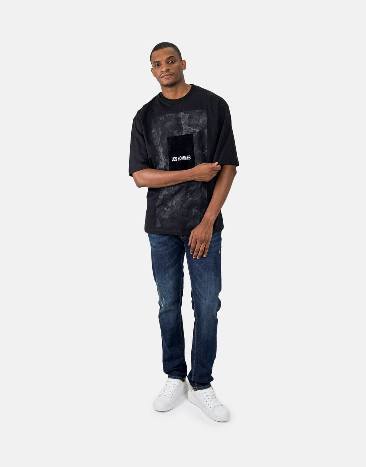 Les Hommes Green Square Black T-Shirt - Les Hommes