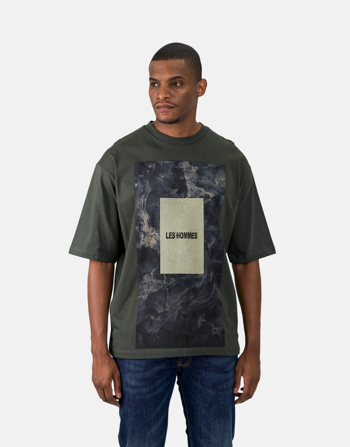 Les Hommes Green Square Mil Green T-Shirt - Les Hommes