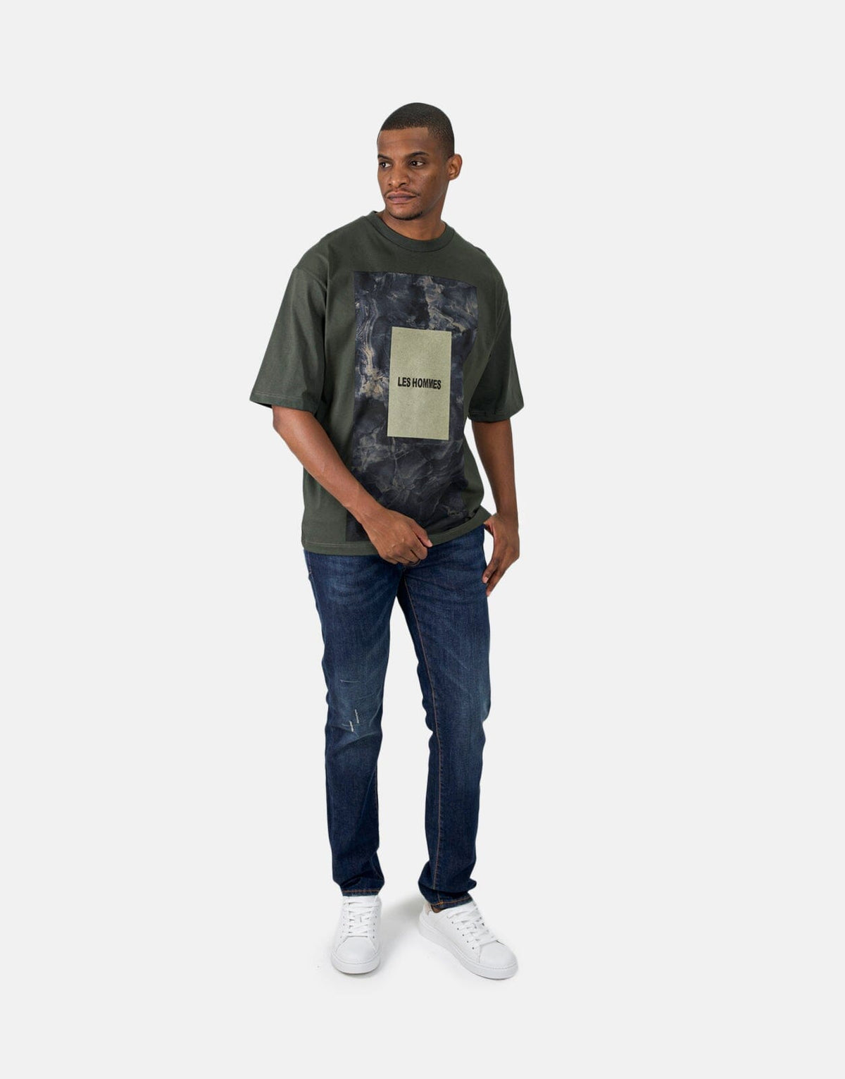 Les Hommes Green Square Mil Green T-Shirt - Les Hommes