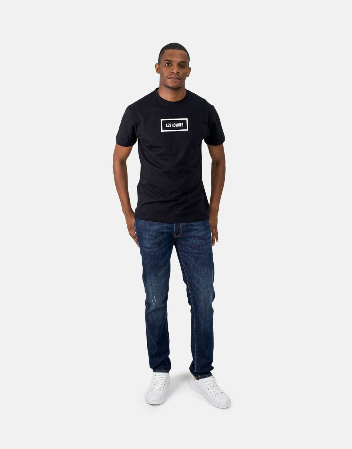 Les Hommes Box Print Black T-Shirt - Les Hommes